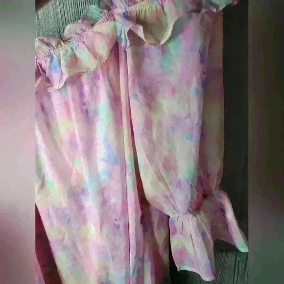 NWT Andre by Unit pastel tye-dyed off the shoulder lined dress in size Large. - Picture 7 of 9